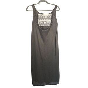 Danny & Nicole Elegant Gray Lace Front Slip Dress Sleeveless Victorian Small P